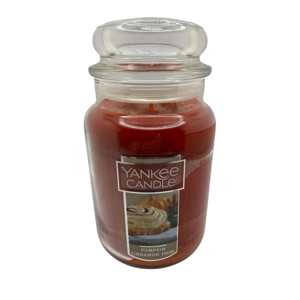 Yankee Candle PUMPKIN CINNAMON SWIRL Single Wick Lg Jar Candle 22oz Retired NOS